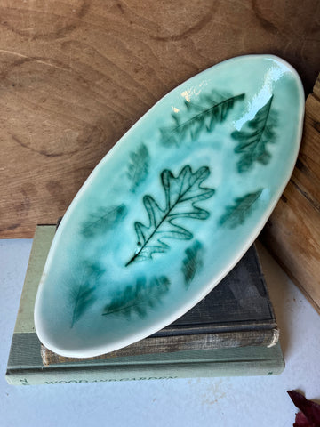 Oval Dish with Bur Oak Leaf impression (BR90)