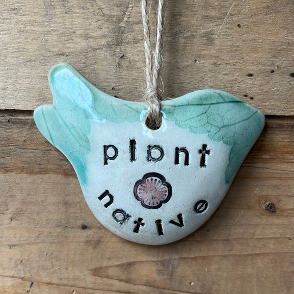 Plant Native Bird Wall Hanging with Native Leaf impression (H5)