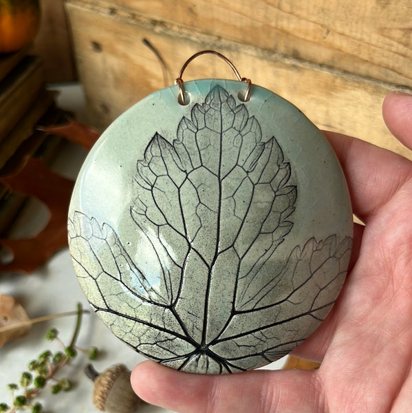 Round Wall Hanging with Native Leaf impression (FA44)