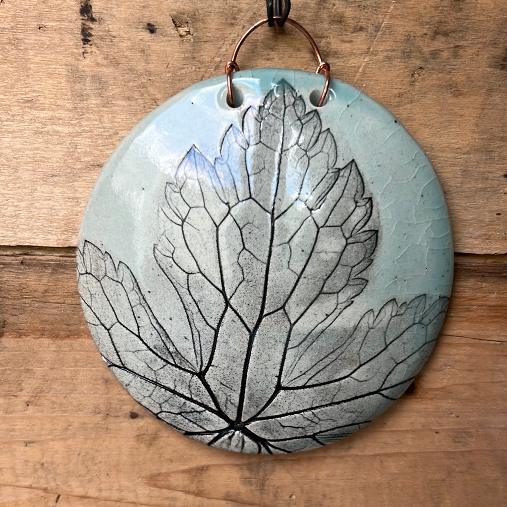 Round Wall Hanging with Native Leaf impression (FA44)