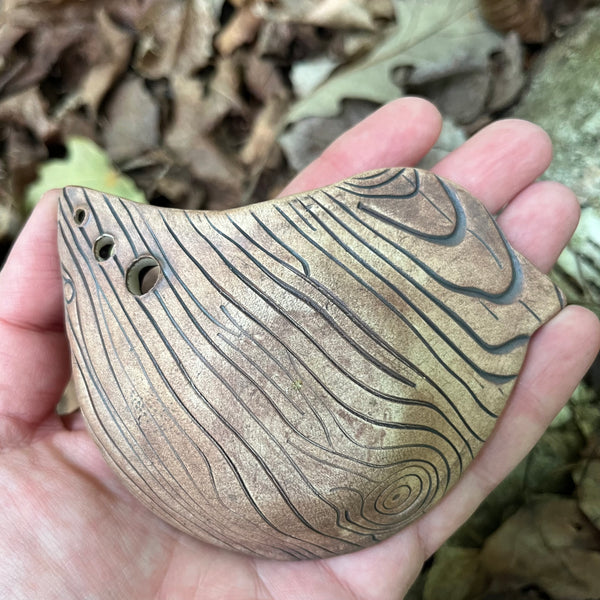Herb Stripper Dish - Bird with leaf print, lace, wood grain
