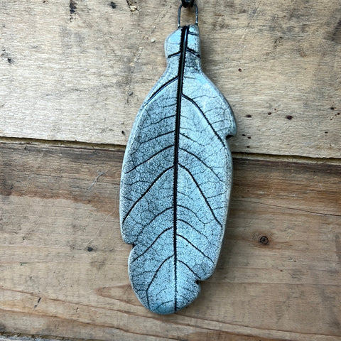 Feather Wall Hanging with Native Leaf impression (FA54)