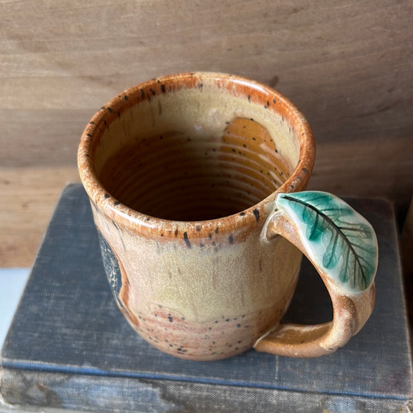 Mug with Owl & Leaf (V11)