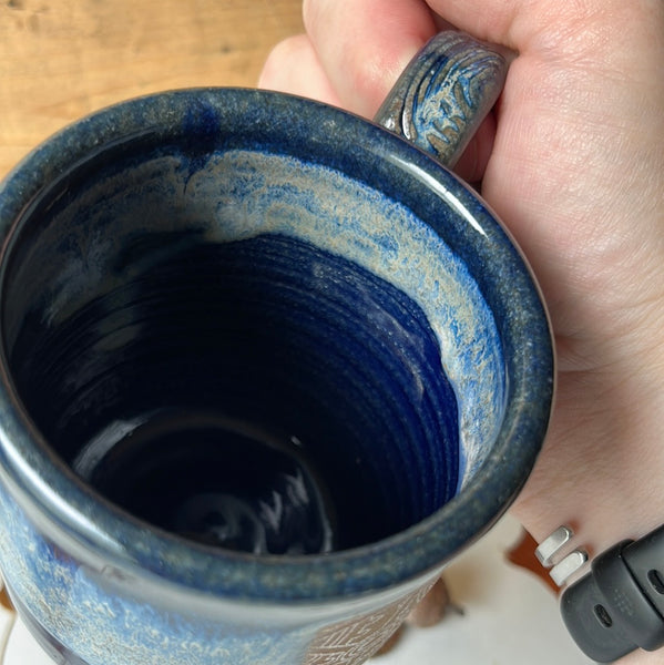 Mug with Steampunk Gear Transfer & woodgrain handle (FL10)