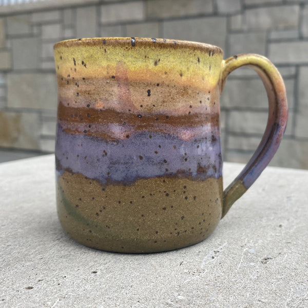 Mug with dogwood pattern, sunrise glaze (C29)